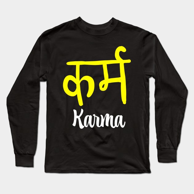 Karma in Sanskrit Long Sleeve T-Shirt by Think Beyond Color
